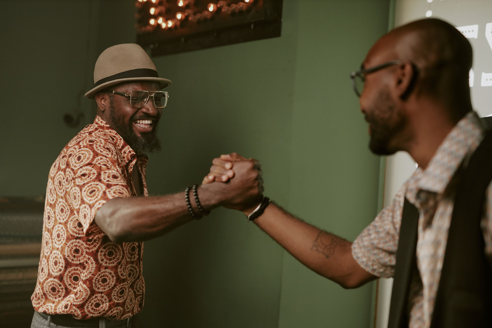 Two Black Men Greeting Each Other